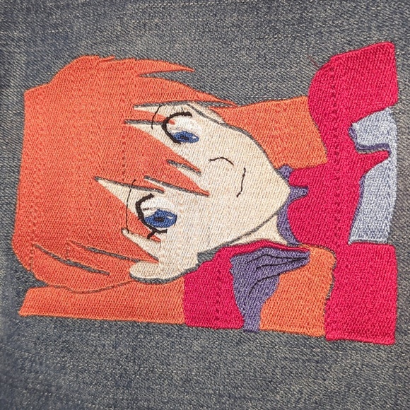 Neon Genesis Evangelion Anime Denim Skirt Asuka Langley Soryu Embroidered Custom - Picture 4 of 5